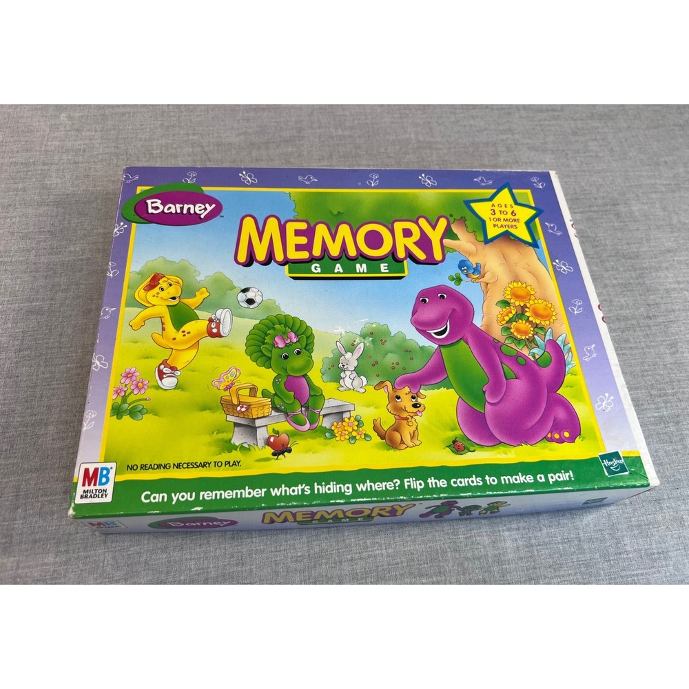 Vintage 1997 Barney Memory Game Milton Bradley Kids Matching Game USA Made